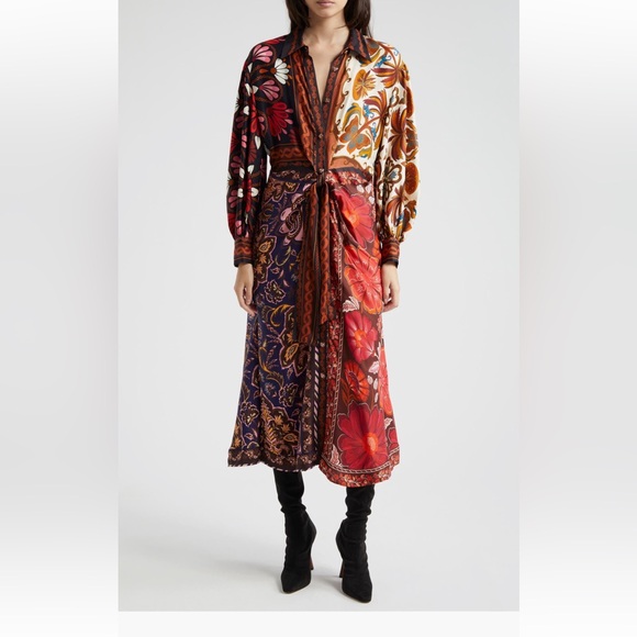 FARM Rio Dresses & Skirts - FARM Rio Vibrant Floral Long Sleeve Dress